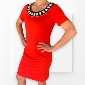 Love Moschino Jeweled Collar Stretchy Sheath Dress Red | Size 8 NWOT